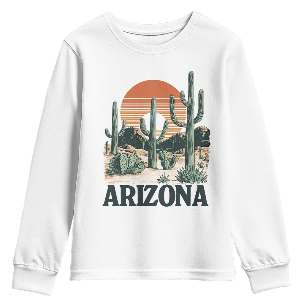 Arizona Desert Sunset Youth Sweatshirt Vintage Cactus Grand Canyon State Gift TS12 White Print Your Wear