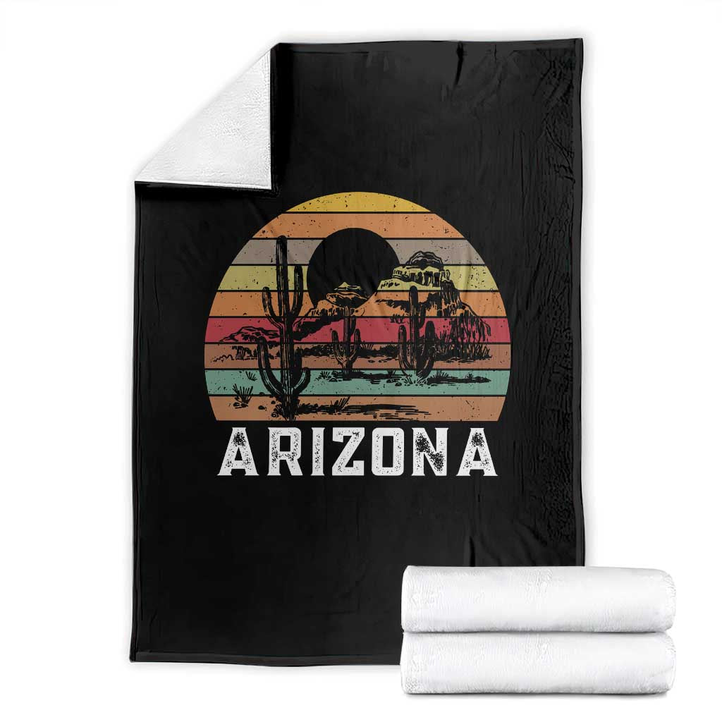 Arizona Throw Blanket Retro Desert Landscape Cactus Lover Gift TS12 Black Print Your Wear