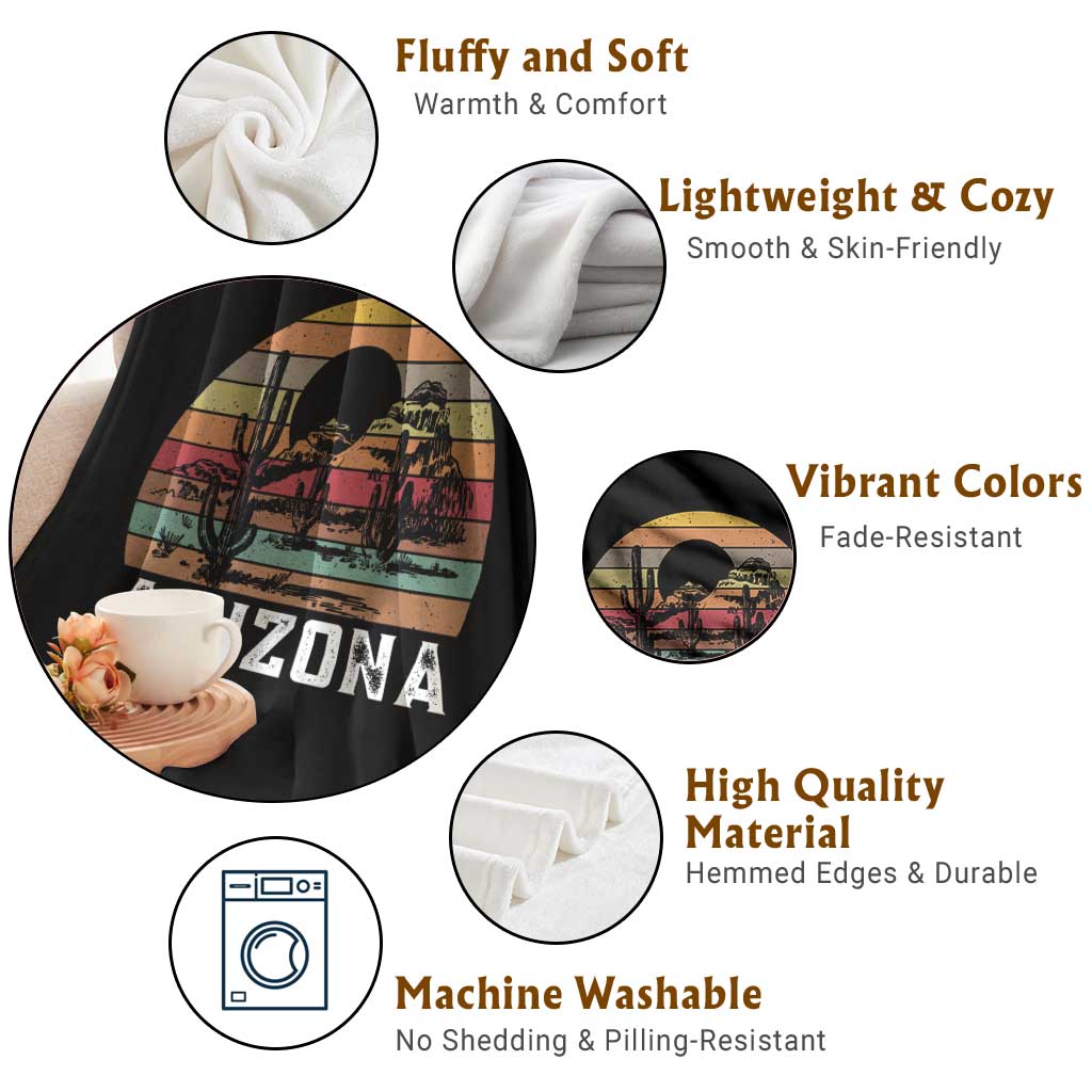 Arizona Throw Blanket Retro Desert Landscape Cactus Lover Gift TS12 Print Your Wear