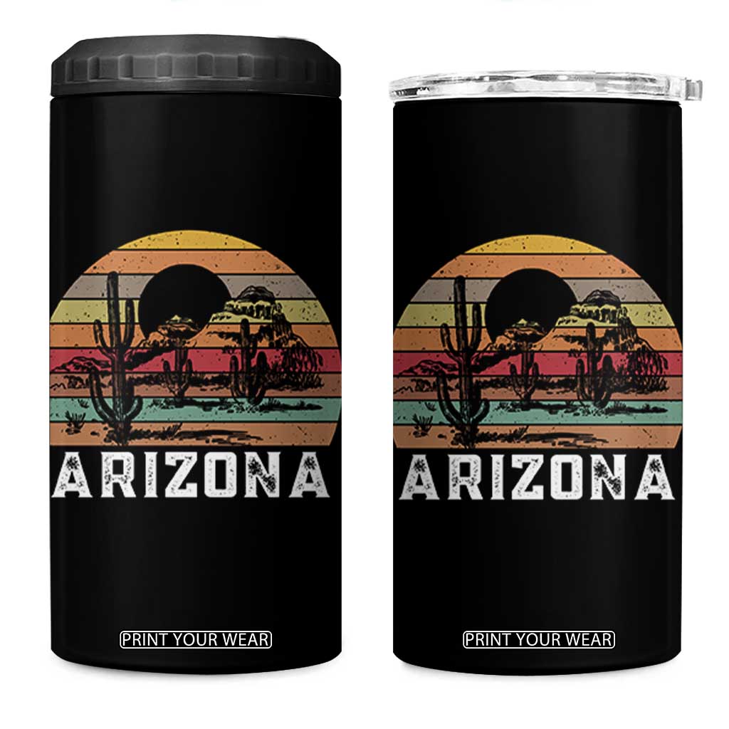 Arizona 4 in 1 Can Cooler Tumbler Retro Desert Landscape Cactus Lover Gift TS12 One Size: 16 oz Black Print Your Wear