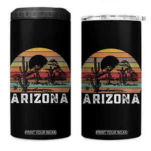 Arizona 4 in 1 Can Cooler Tumbler Retro Desert Landscape Cactus Lover Gift TS12 One Size: 16 oz Black Print Your Wear