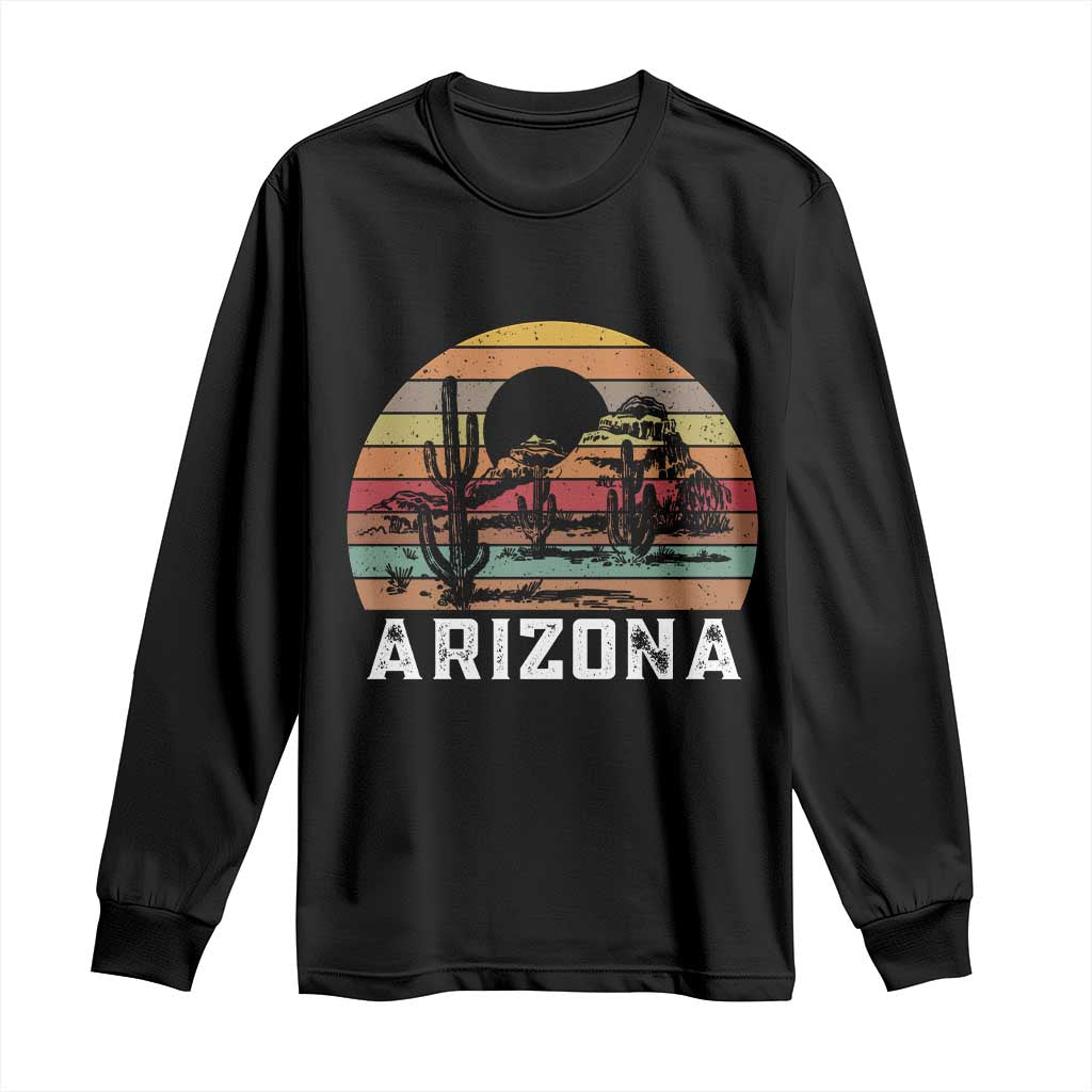 Arizona Long Sleeve Shirt Retro Desert Landscape Cactus Lover Gift TS12 Black Print Your Wear