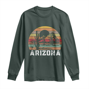 Arizona Long Sleeve Shirt Retro Desert Landscape Cactus Lover Gift TS12 Dark Forest Green Print Your Wear