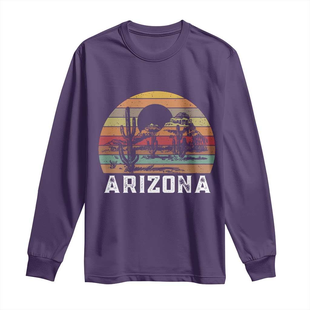 Arizona Long Sleeve Shirt Retro Desert Landscape Cactus Lover Gift TS12 Purple Print Your Wear