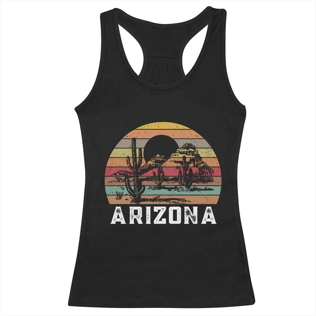 Arizona Racerback Tank Top Retro Desert Landscape Cactus Lover Gift TS12 Black Print Your Wear