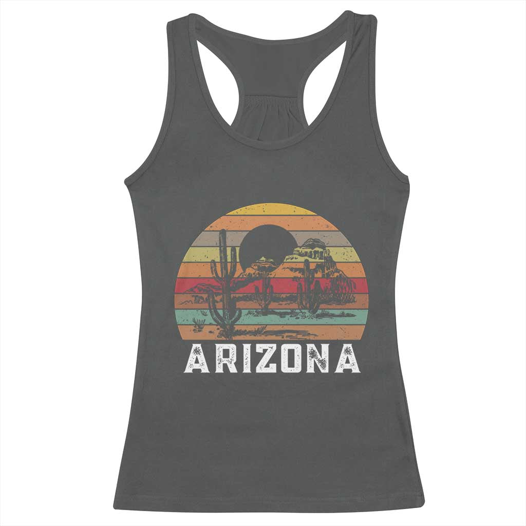 Arizona Racerback Tank Top Retro Desert Landscape Cactus Lover Gift TS12 Dark Heather Print Your Wear