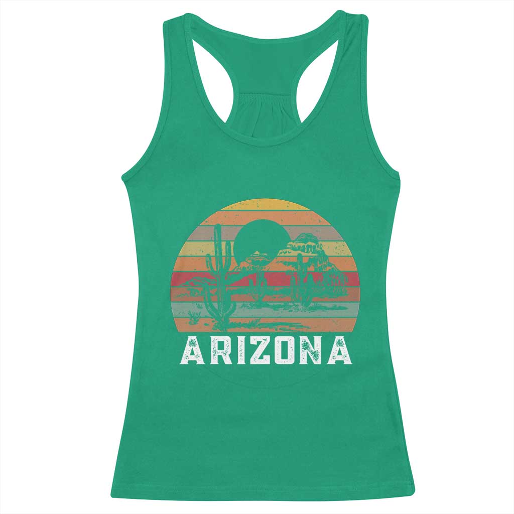 Arizona Racerback Tank Top Retro Desert Landscape Cactus Lover Gift TS12 Irish Green Print Your Wear