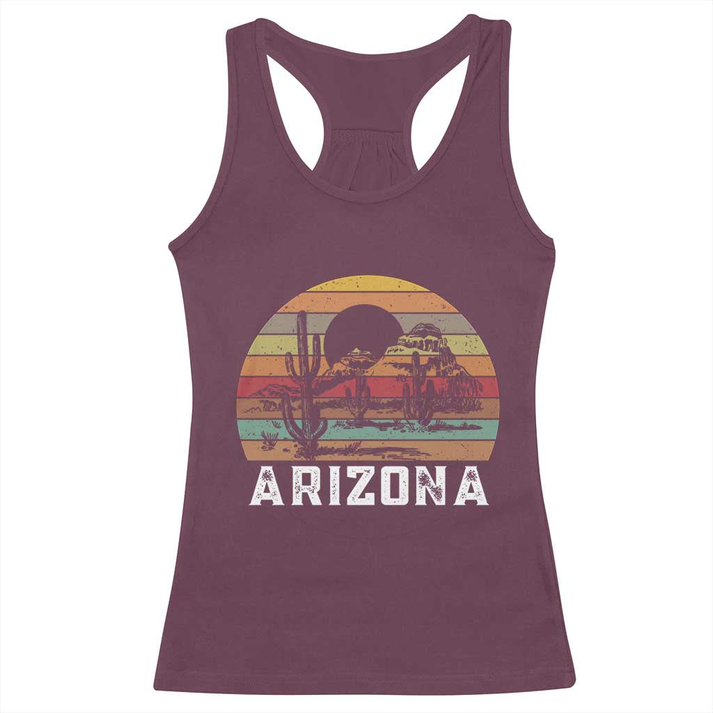 Arizona Racerback Tank Top Retro Desert Landscape Cactus Lover Gift TS12 Maroon Print Your Wear