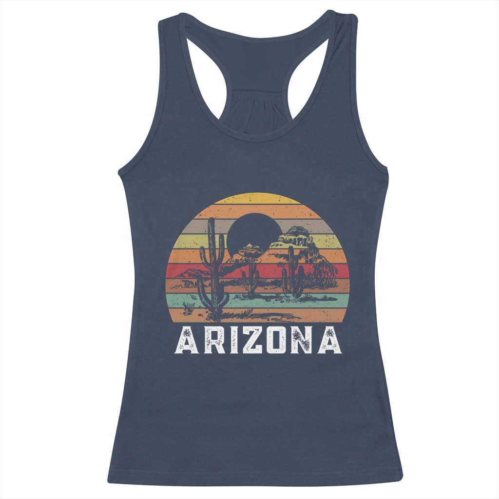 Arizona Racerback Tank Top Retro Desert Landscape Cactus Lover Gift TS12 Navy Print Your Wear