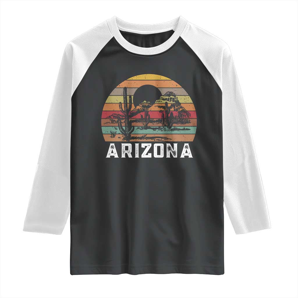 Arizona Raglan Shirt Retro Desert Landscape Cactus Lover Gift TS12 Black White Print Your Wear