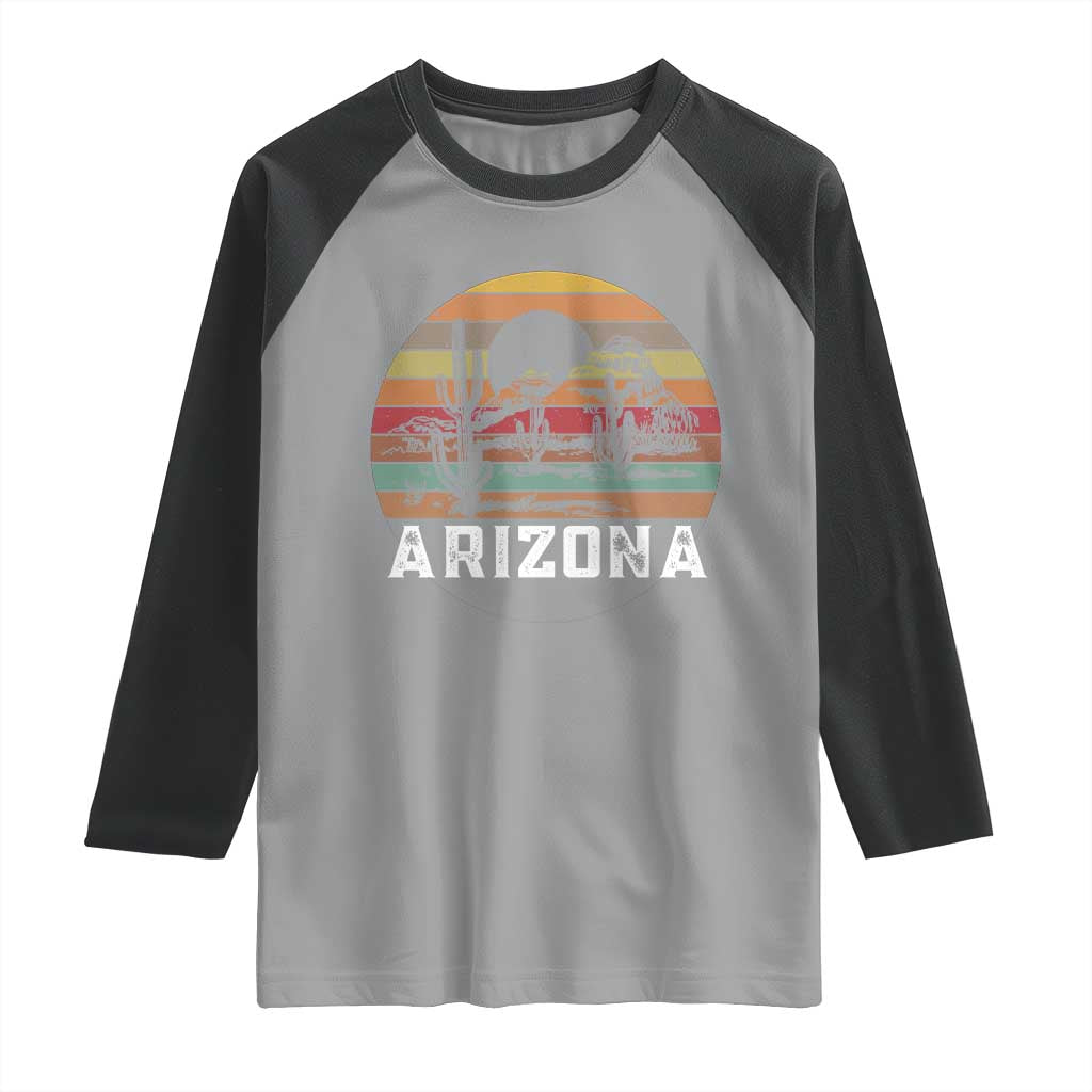 Arizona Raglan Shirt Retro Desert Landscape Cactus Lover Gift TS12 Sport Gray Black Print Your Wear