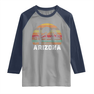 Arizona Raglan Shirt Retro Desert Landscape Cactus Lover Gift TS12 Sport Gray Navy Print Your Wear