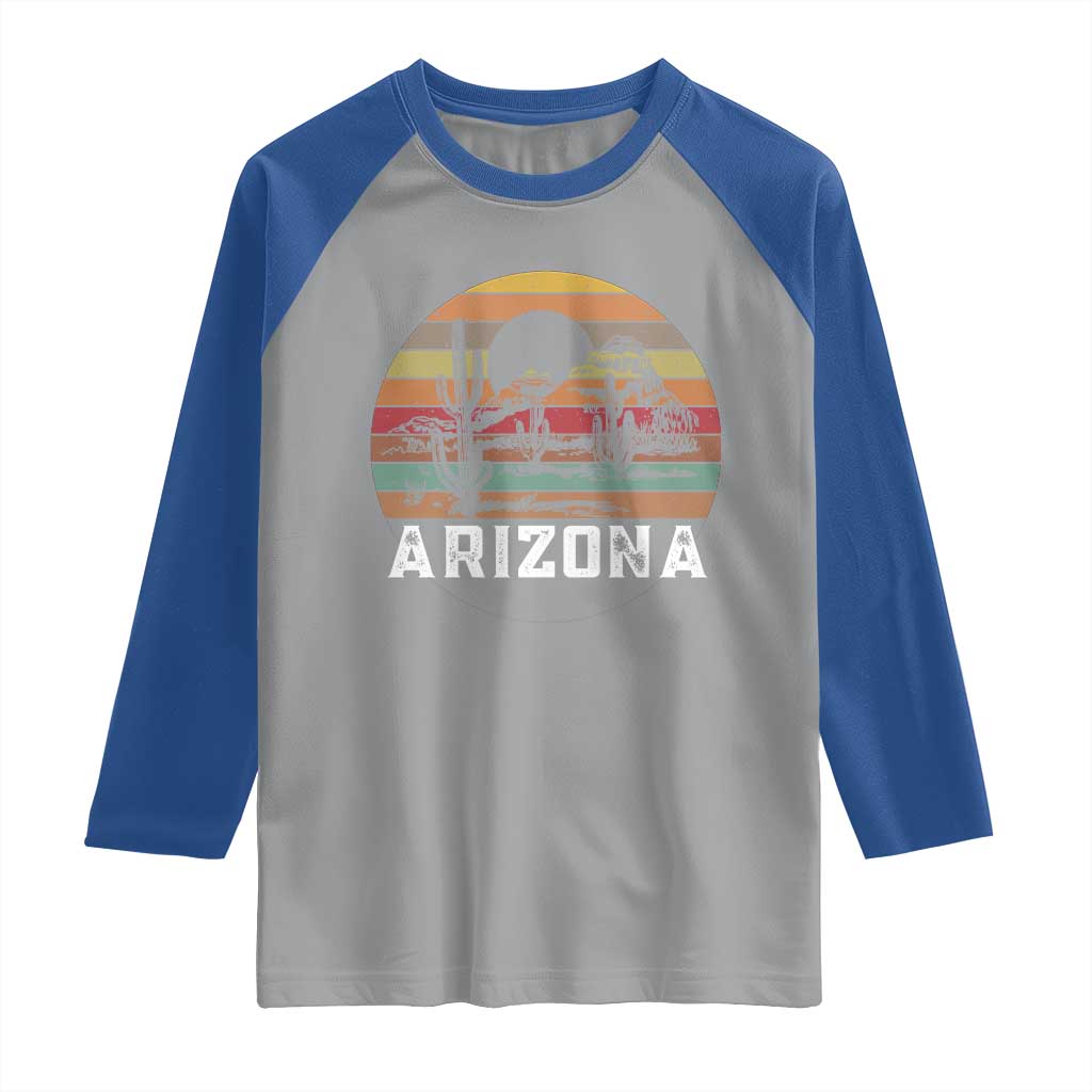 Arizona Raglan Shirt Retro Desert Landscape Cactus Lover Gift TS12 Sport Gray Royal Print Your Wear
