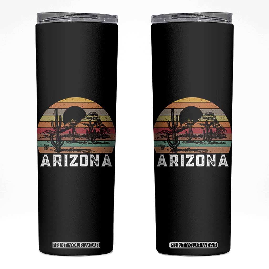 Arizona Skinny Tumbler Retro Desert Landscape Cactus Lover Gift TS12 Black Print Your Wear