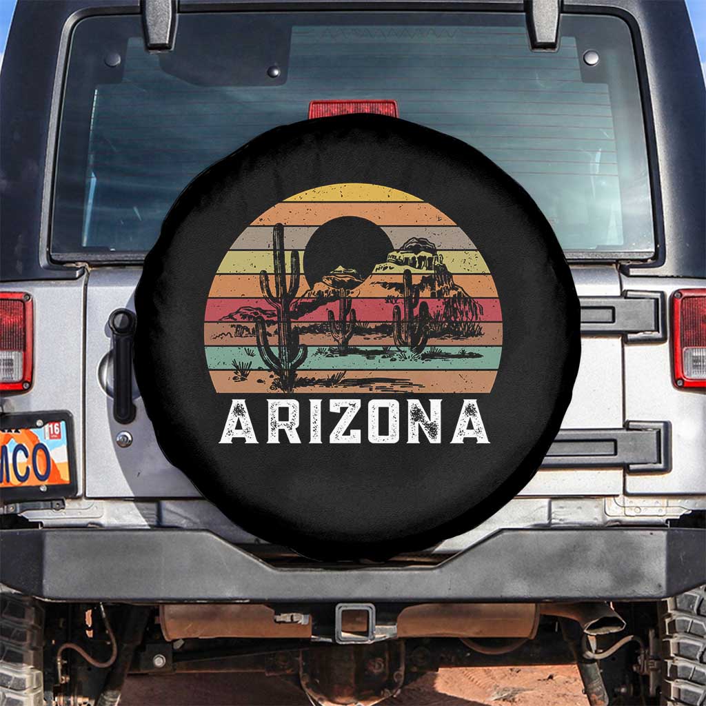 Arizona Spare Tire Cover Retro Desert Landscape Cactus Lover Gift TS12 No hole Black Print Your Wear