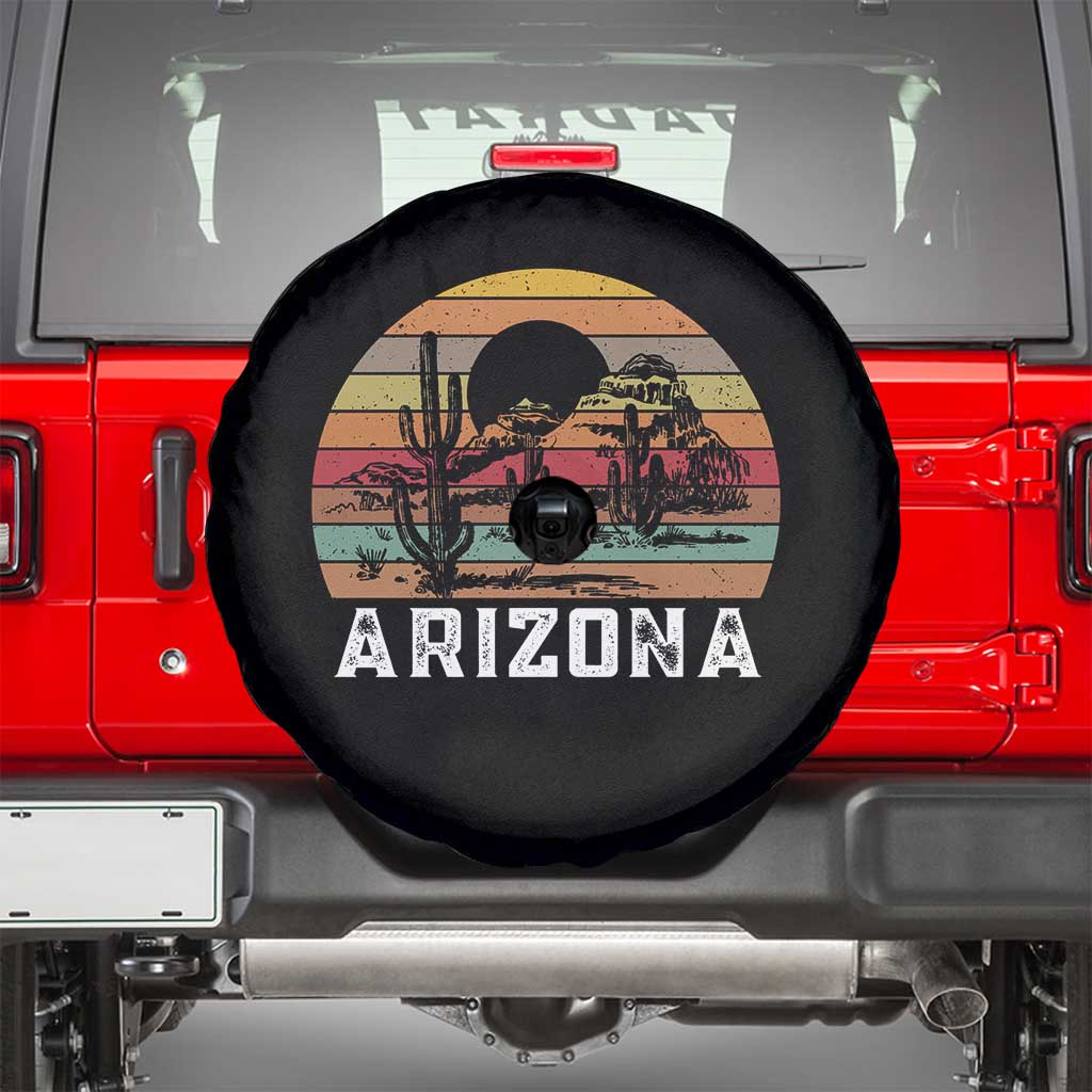 Arizona Spare Tire Cover Retro Desert Landscape Cactus Lover Gift TS12 Black Print Your Wear