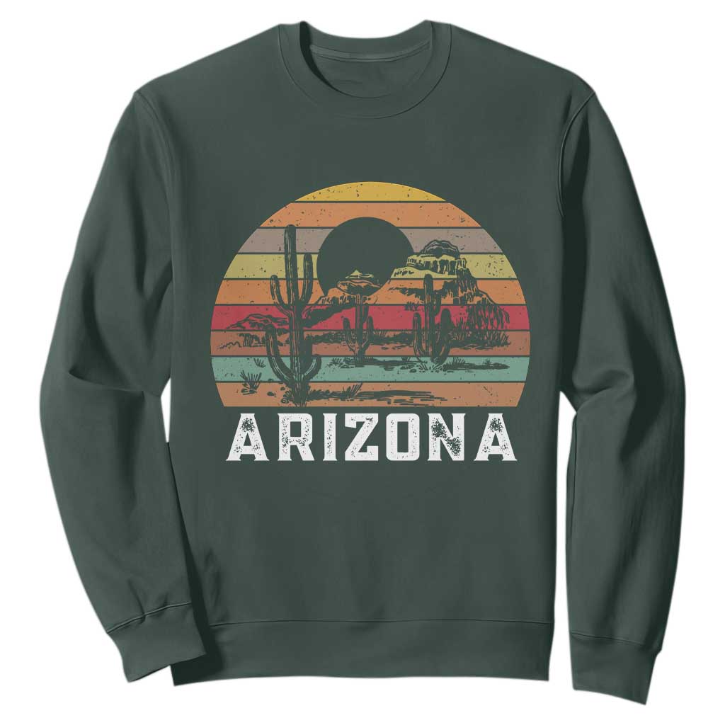Arizona Sweatshirt Retro Desert Landscape Cactus Lover Gift TS12 Dark Forest Green Print Your Wear