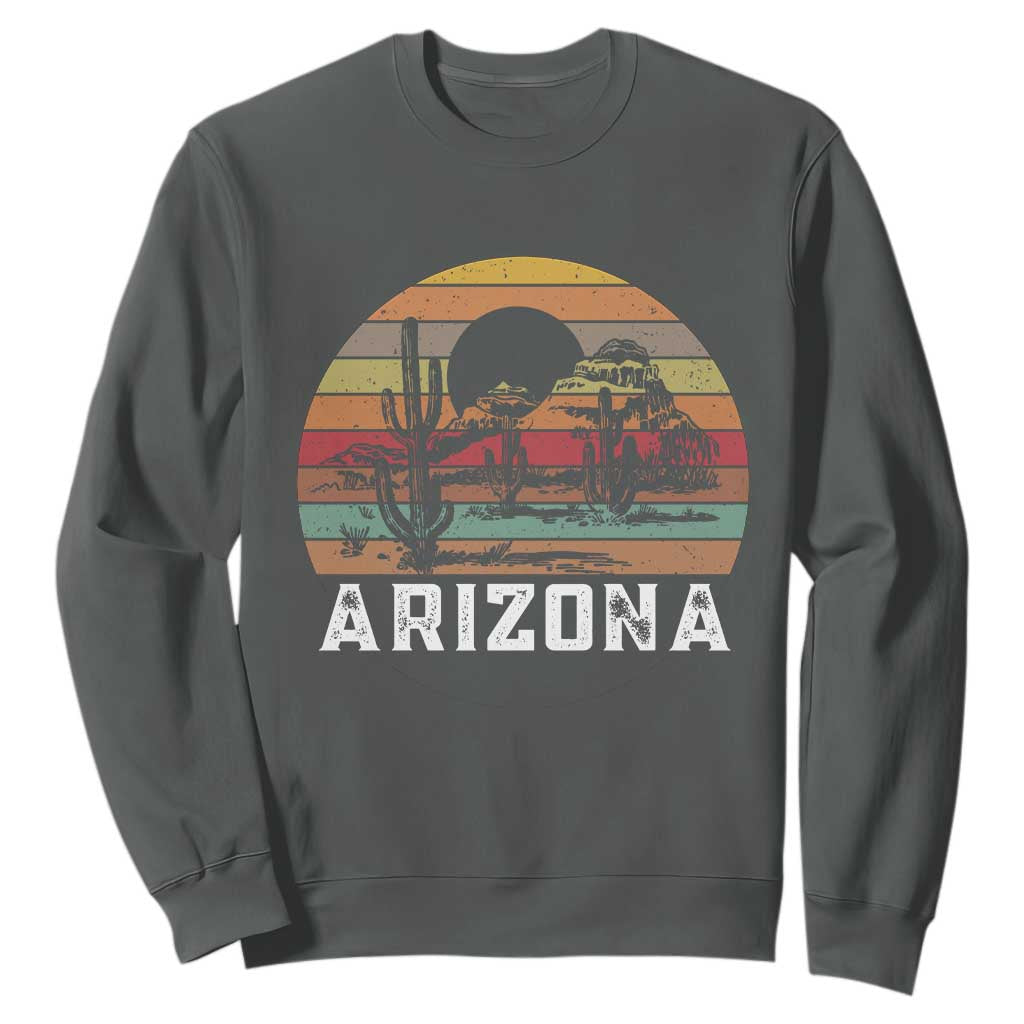 Arizona Sweatshirt Retro Desert Landscape Cactus Lover Gift TS12 Dark Heather Print Your Wear