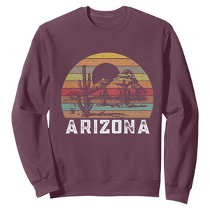 Arizona Sweatshirt Retro Desert Landscape Cactus Lover Gift TS12 Maroon Print Your Wear