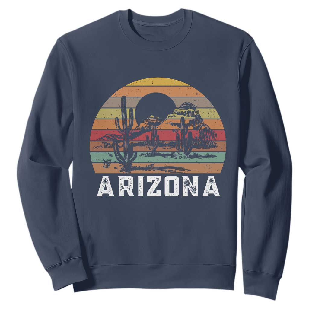 Arizona Sweatshirt Retro Desert Landscape Cactus Lover Gift TS12 Navy Print Your Wear