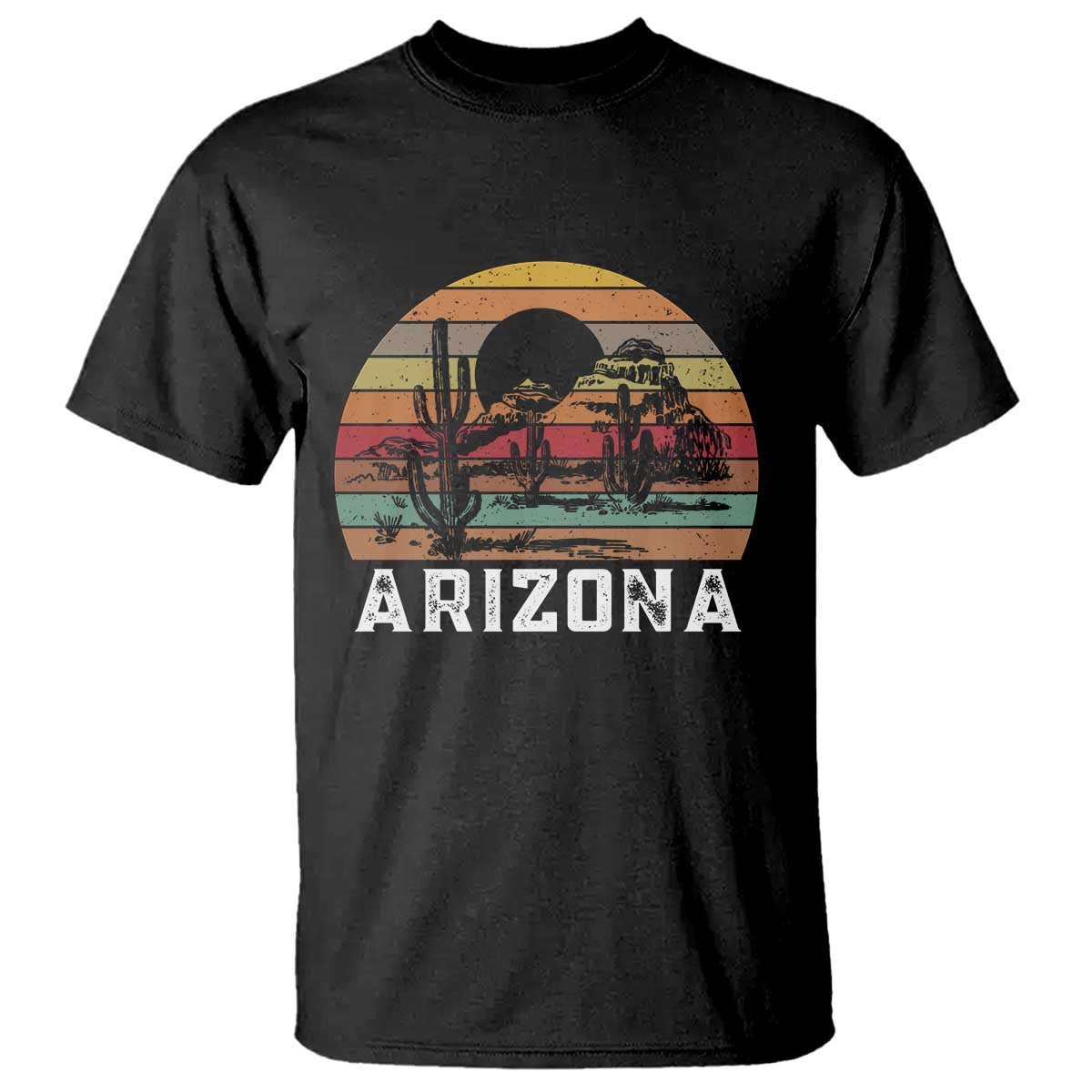 Arizona T Shirt Retro Desert Landscape Cactus Lover Gift TS12 Black Print Your Wear