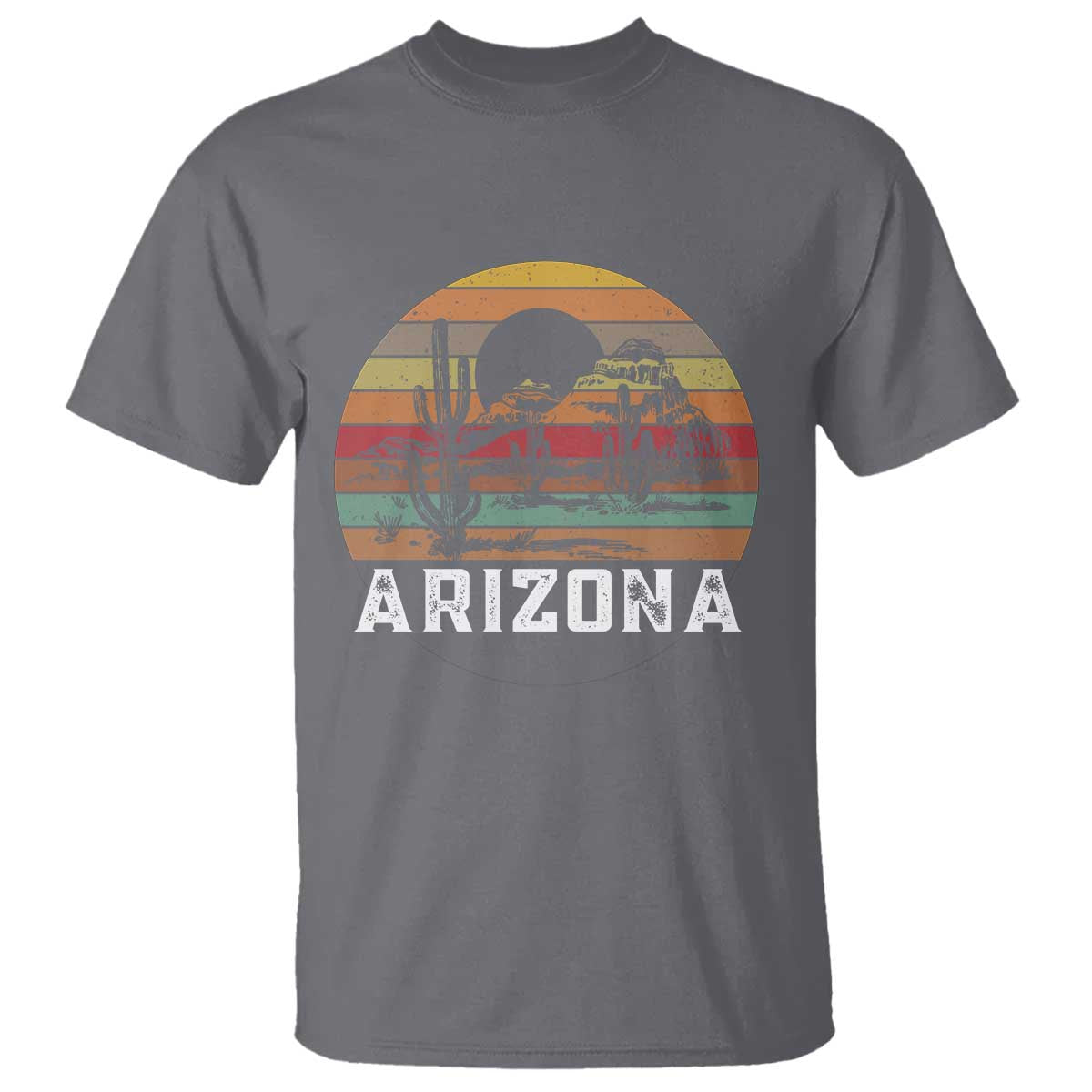 Arizona T Shirt Retro Desert Landscape Cactus Lover Gift TS12 Charcoal Print Your Wear