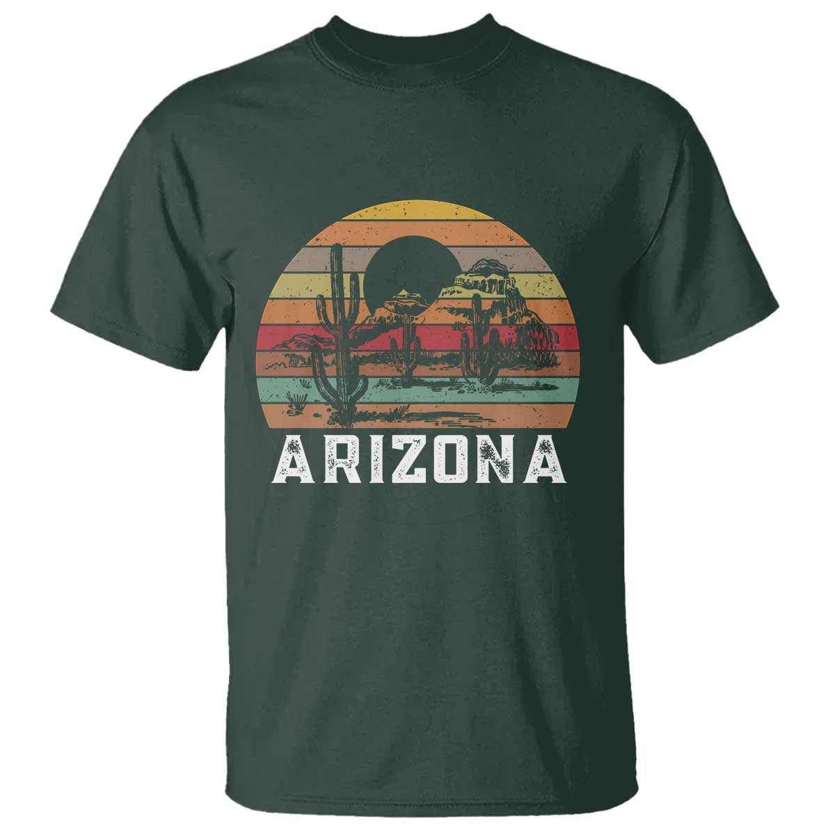 Arizona T Shirt Retro Desert Landscape Cactus Lover Gift TS12 Dark Forest Green Print Your Wear