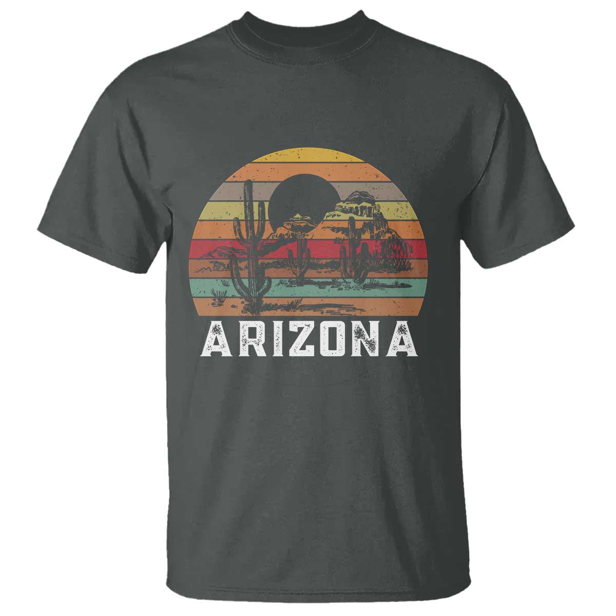 Arizona T Shirt Retro Desert Landscape Cactus Lover Gift TS12 Dark Heather Print Your Wear