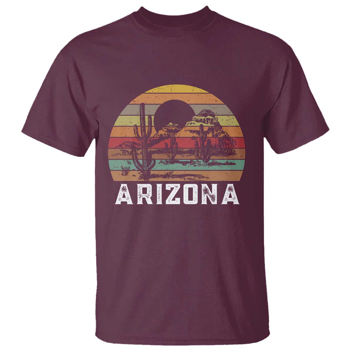 Arizona T Shirt Retro Desert Landscape Cactus Lover Gift TS12 Maroon Print Your Wear