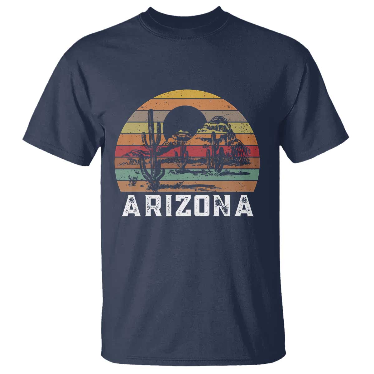 Arizona T Shirt Retro Desert Landscape Cactus Lover Gift TS12 Navy Print Your Wear
