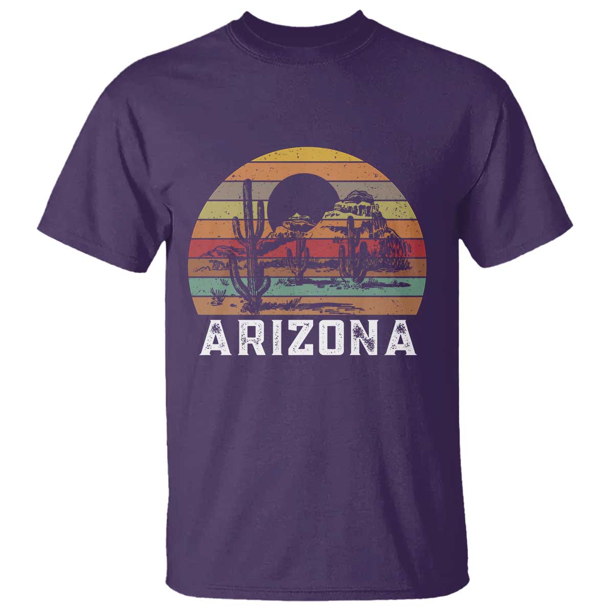 Arizona T Shirt Retro Desert Landscape Cactus Lover Gift TS12 Purple Print Your Wear