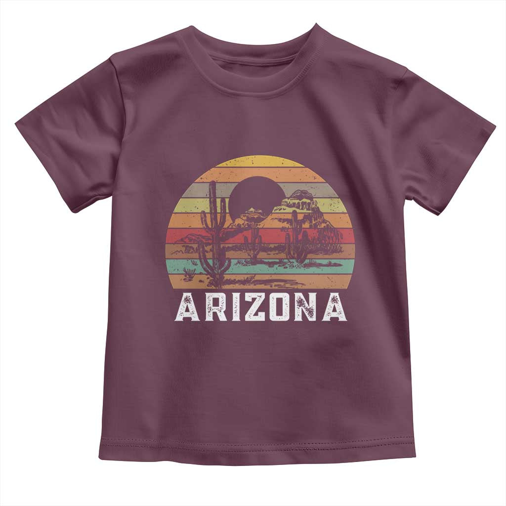 Arizona Toddler T Shirt Retro Desert Landscape Cactus Lover Gift TS12 Maroon Print Your Wear