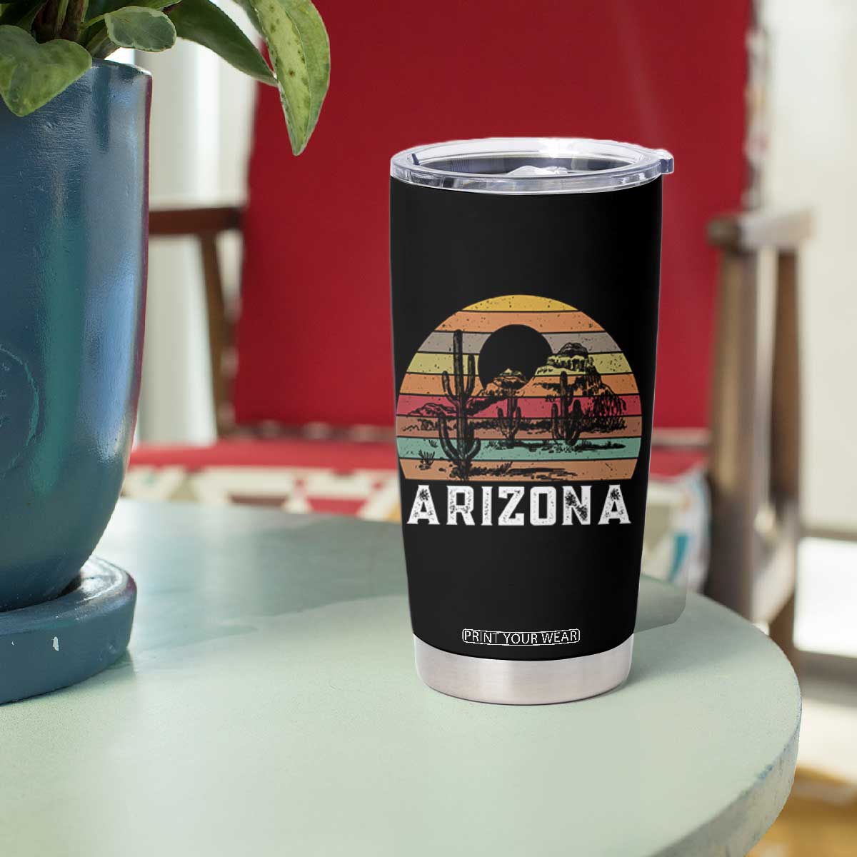 Arizona Tumbler Cup Retro Desert Landscape Cactus Lover Gift TS12 Print Your Wear