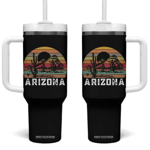 Arizona Tumbler With Handle Retro Desert Landscape Cactus Lover Gift TS12 One Size: 40 oz Black Print Your Wear