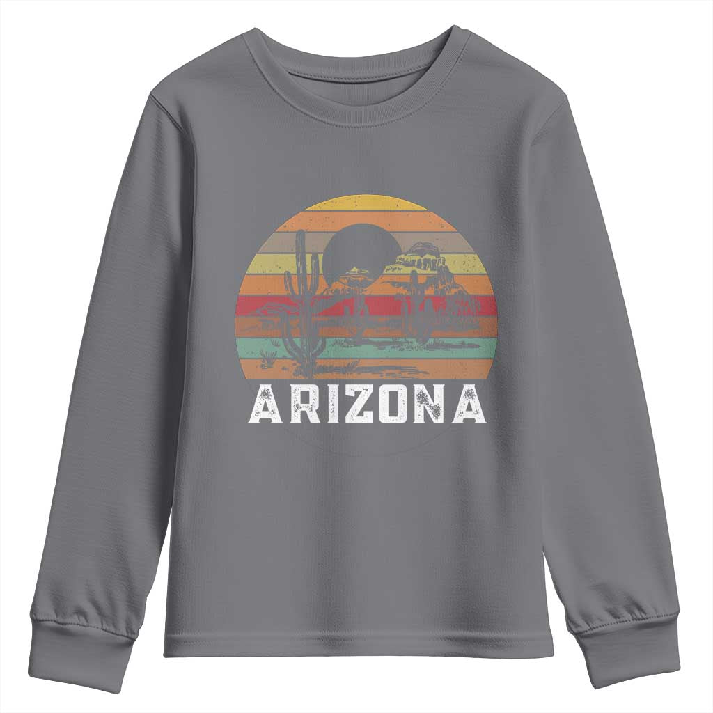 Arizona Youth Sweatshirt Retro Desert Landscape Cactus Lover Gift TS12 Charcoal Print Your Wear