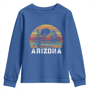 Arizona Youth Sweatshirt Retro Desert Landscape Cactus Lover Gift TS12 Royal Blue Print Your Wear