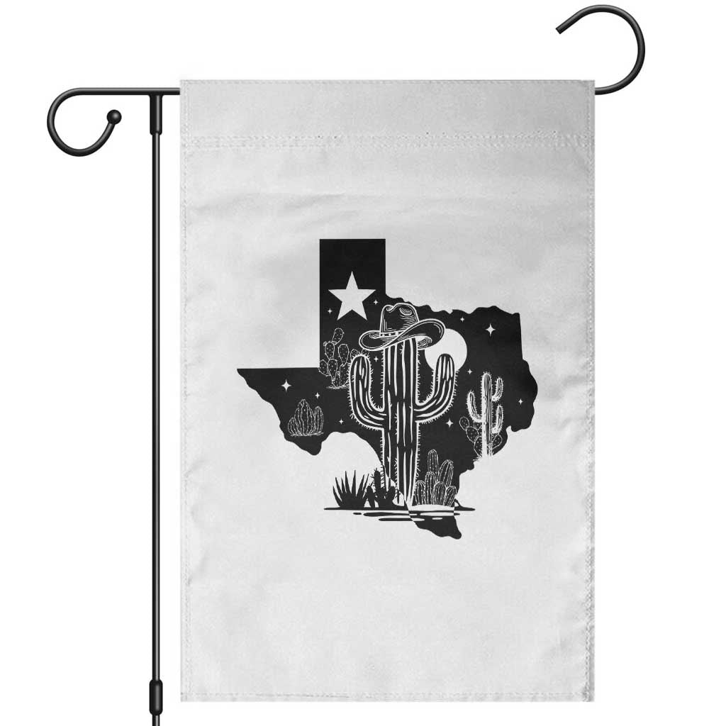 Western Pride Gift Garden Flag Cactus Texas Map With Cowboy Hat TS12 White Print Your Wear