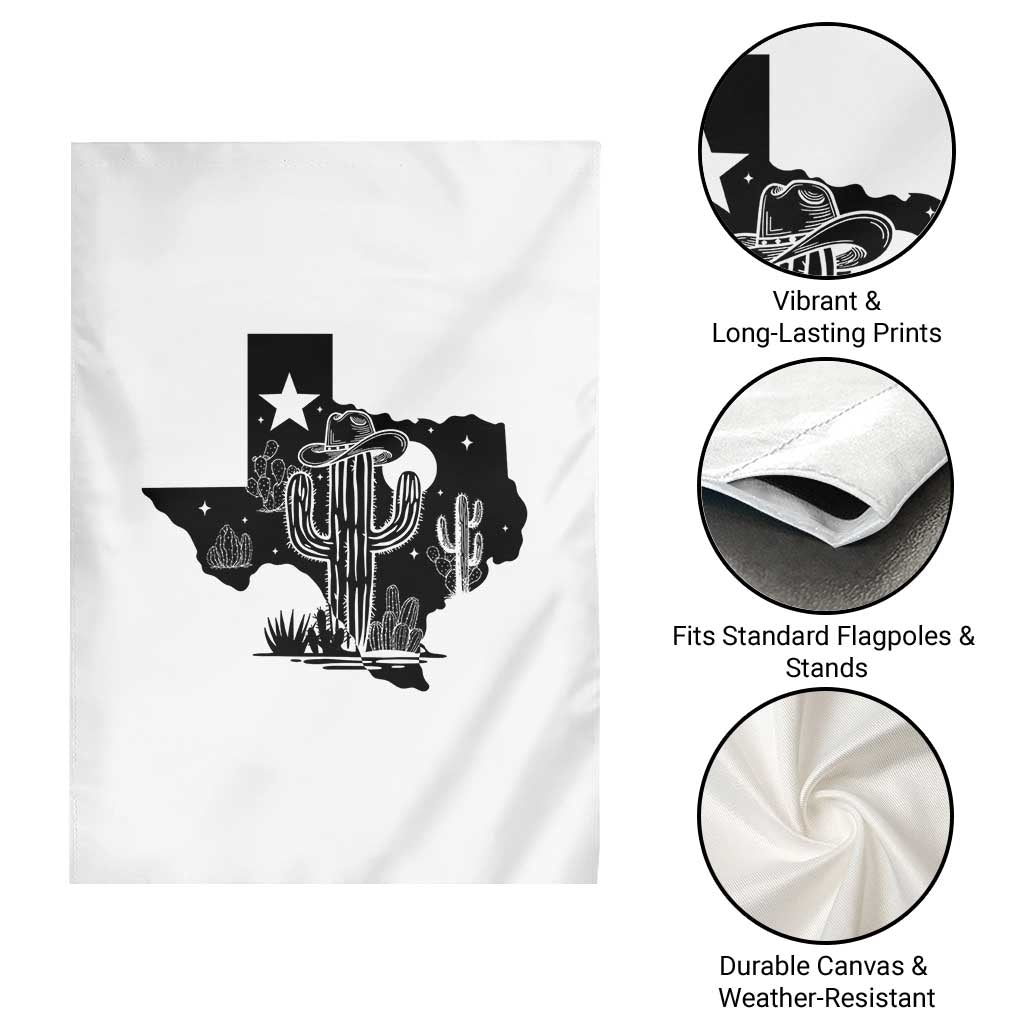 Western Pride Gift Garden Flag Cactus Texas Map With Cowboy Hat TS12 Print Your Wear