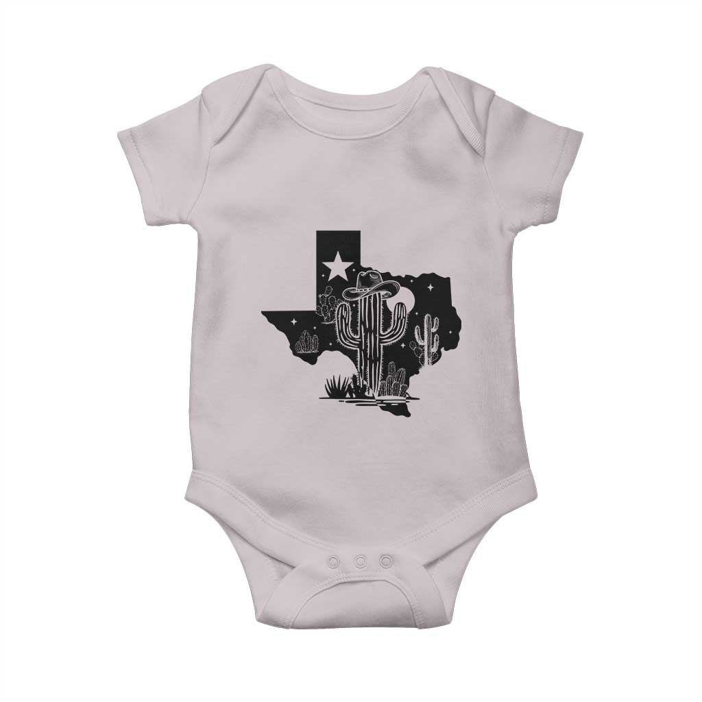 Western Pride Gift Baby Onesie Cactus Texas Map With Cowboy Hat TS12 Ice Gray Print Your Wear