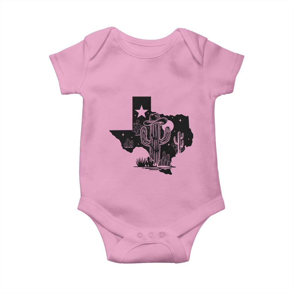 Western Pride Gift Baby Onesie Cactus Texas Map With Cowboy Hat TS12 Light Pink Print Your Wear