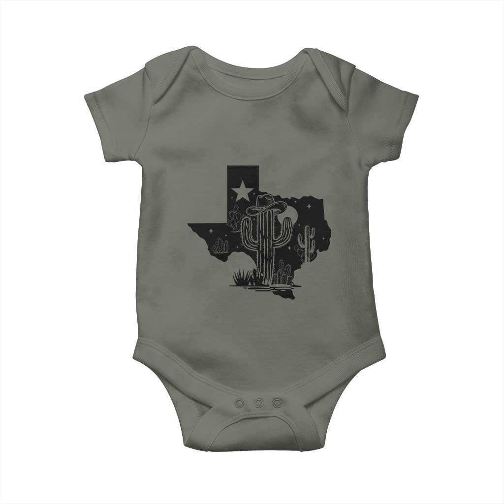 Western Pride Gift Baby Onesie Cactus Texas Map With Cowboy Hat TS12 Military Green Print Your Wear