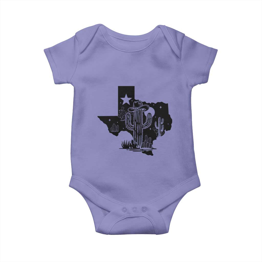 Western Pride Gift Baby Onesie Cactus Texas Map With Cowboy Hat TS12 Violet Print Your Wear