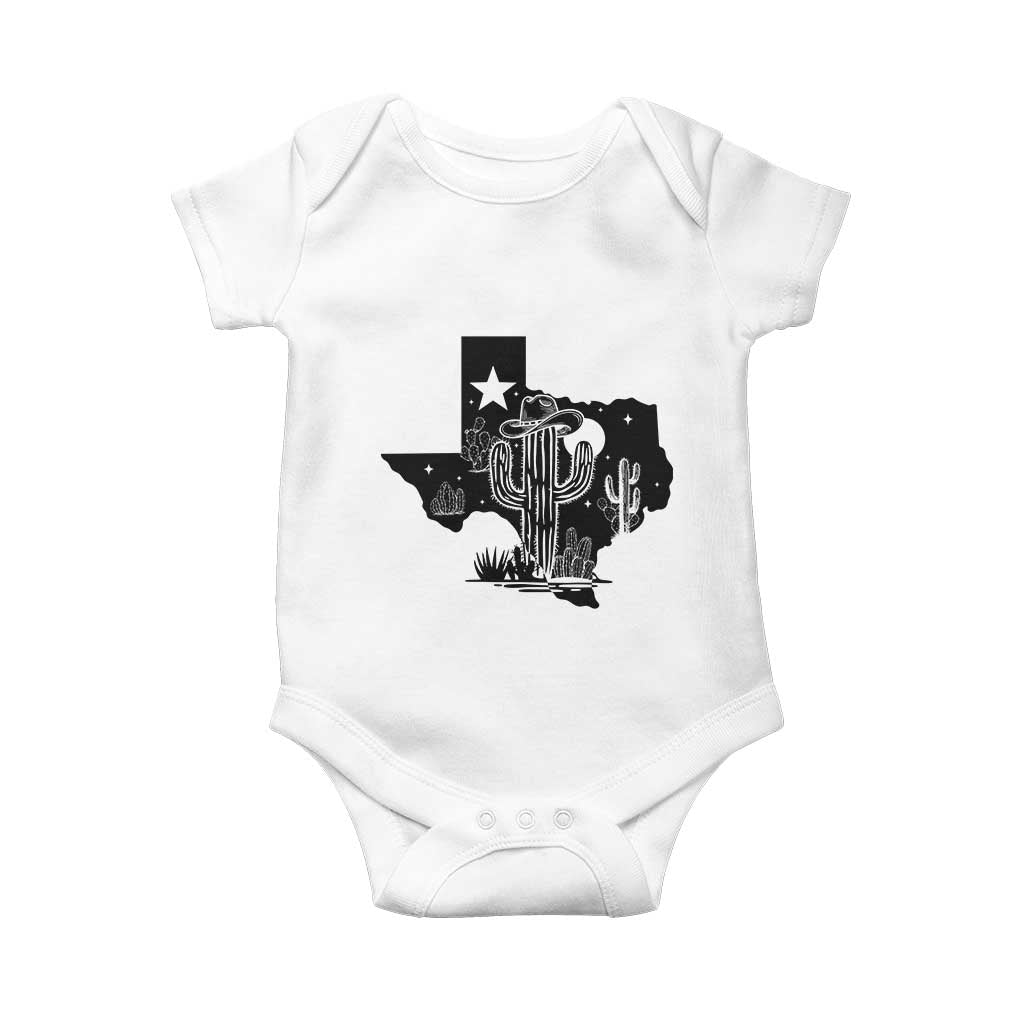 Western Pride Gift Baby Onesie Cactus Texas Map With Cowboy Hat TS12 White Print Your Wear
