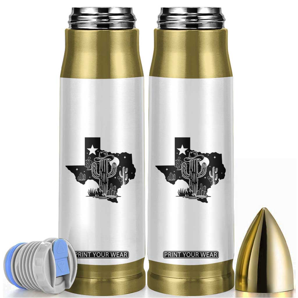 Western Pride Gift Bullet Tumbler Cactus Texas Map With Cowboy Hat TS12 White Print Your Wear