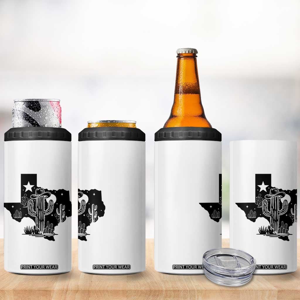 Western Pride Gift 4 in 1 Can Cooler Tumbler Cactus Texas Map With Cowboy Hat TS12 Print Your Wear