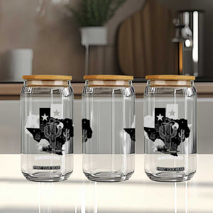 Western Pride Gift Glass Can Cactus Texas Map With Cowboy Hat TS12 Print Your Wear