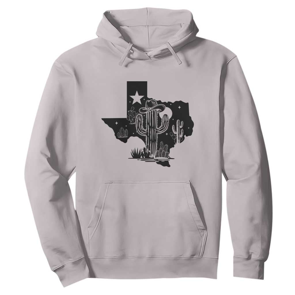 Western Pride Gift Hoodie Cactus Texas Map With Cowboy Hat TS12 Ice Gray Print Your Wear