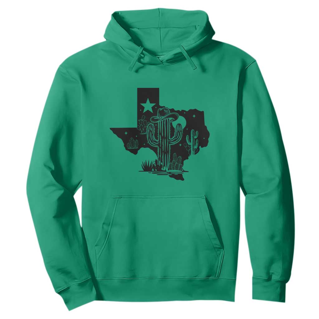 Western Pride Gift Hoodie Cactus Texas Map With Cowboy Hat TS12 Irish Green Print Your Wear