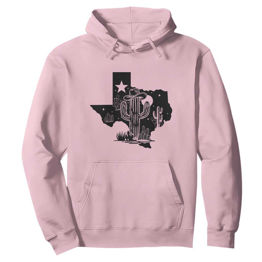 Western Pride Gift Hoodie Cactus Texas Map With Cowboy Hat TS12 Light Pink Print Your Wear