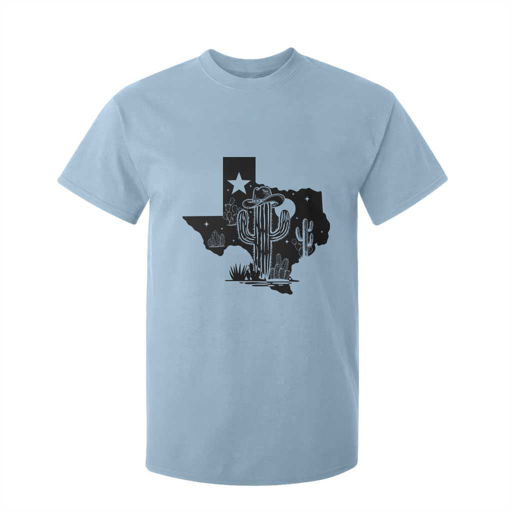 Western Pride Gift T Shirt For Kid Cactus Texas Map With Cowboy Hat TS12 Light Blue Print Your Wear